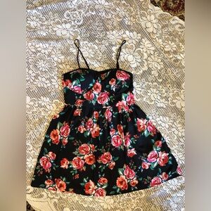 Xhilaration Black and Pink Mini Sundress Spaghetti Strap